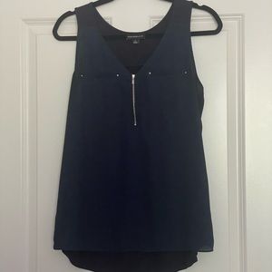 Fortune & Ivy Zip Mixed Material Blouse